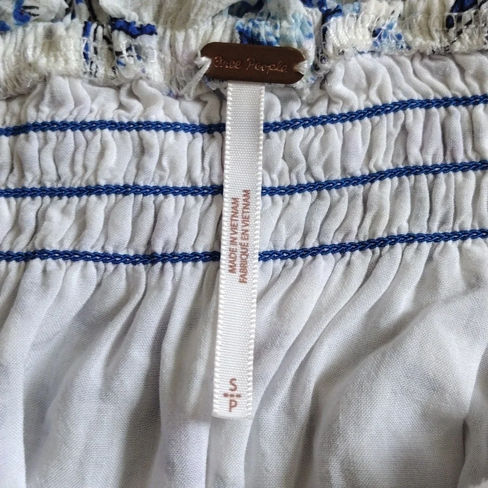 Free People Blue and White Floral Blouse